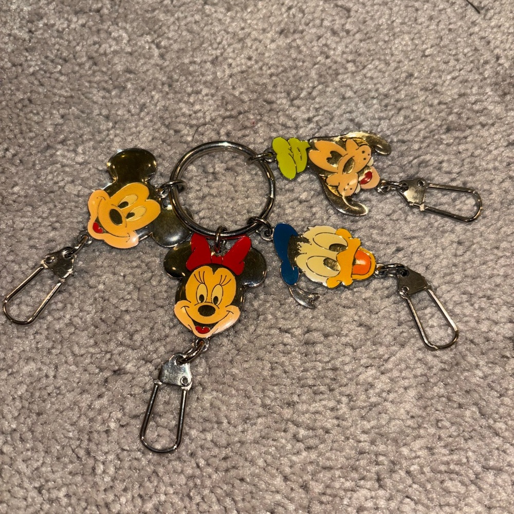 Disney Character Keychain Set - Silver, Red, Blue, Green